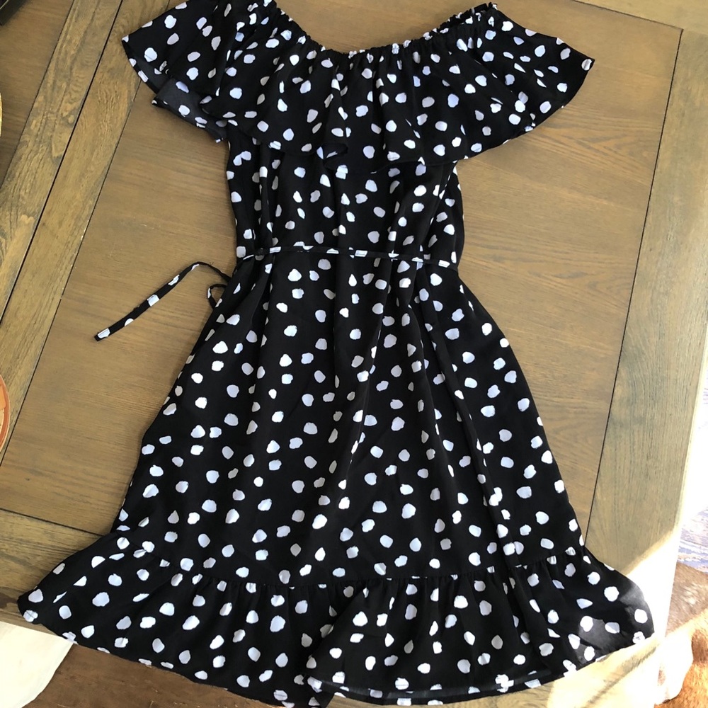 Off the shoulder polka dot dress